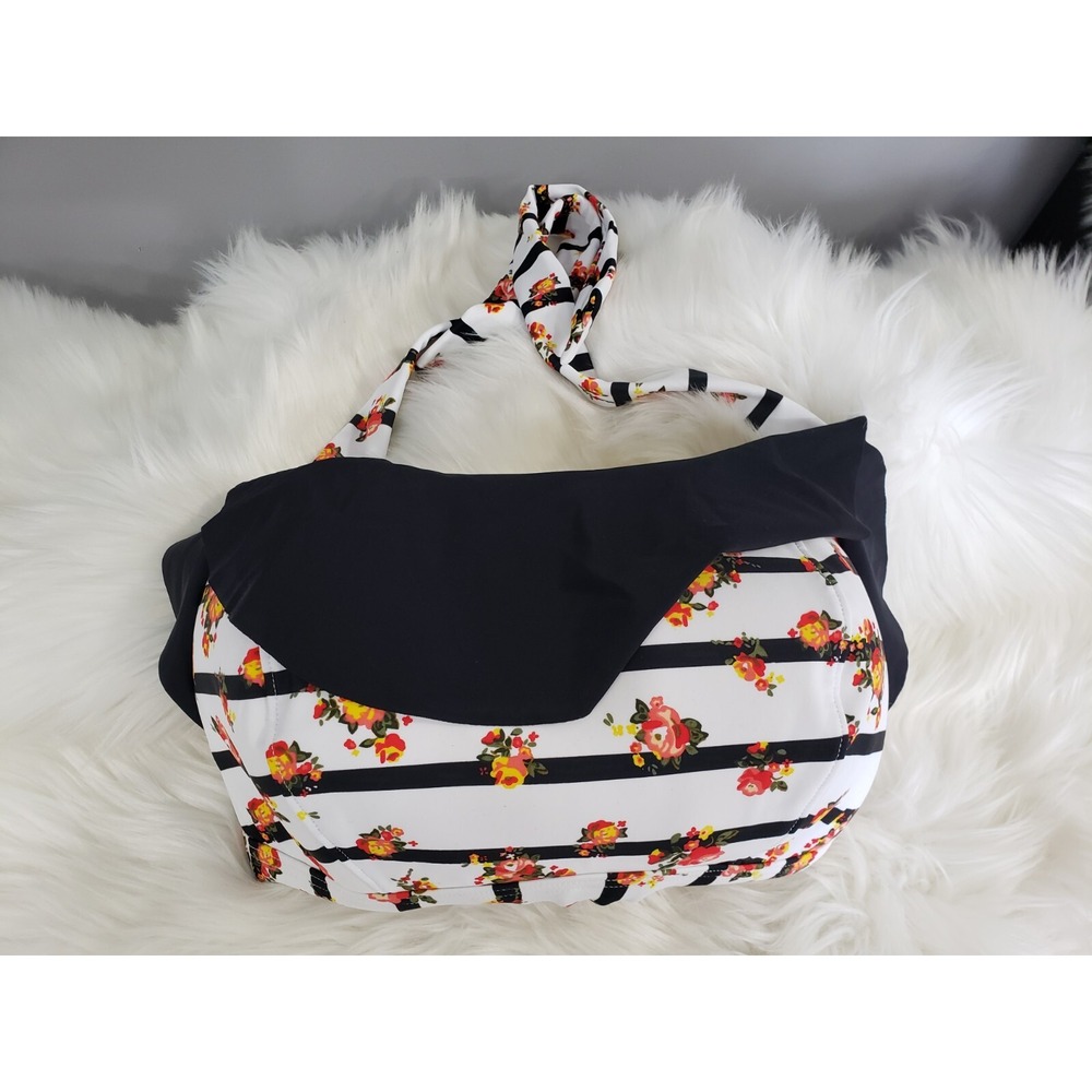 NEW Jessica Simpson Floral‎ Print Bikini Swimwear Swim Top Size 0X Black